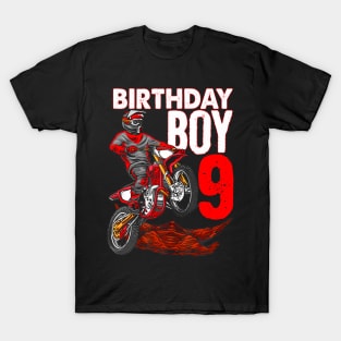 Motocross Birthday Motorcycle Themed 9Th Birthday T-Shirt